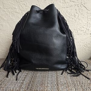 Victoria’s Secret Black Fringe Bucket Bag – 2015 Boho Style